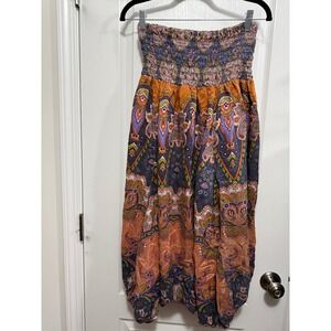 Pinkerton 100% Silk Harem Pants Womens M/L Paisley Boho Gypsy Aladdin Festival